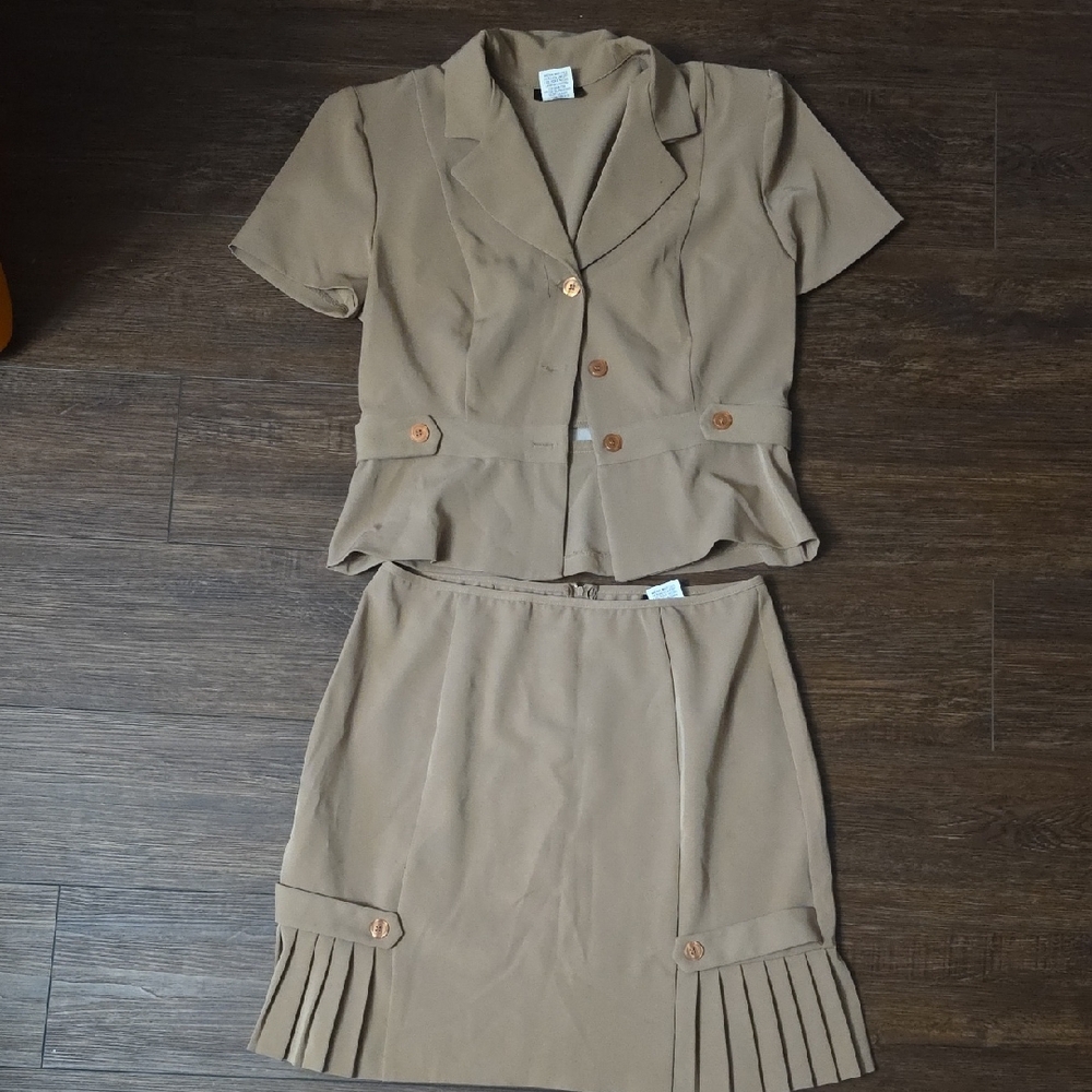 B. Smart Tan Mini Skirt Set